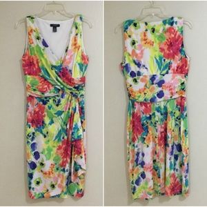 Chaps - Floral Wrap Dress - Sz L - Sleeveless- EUC